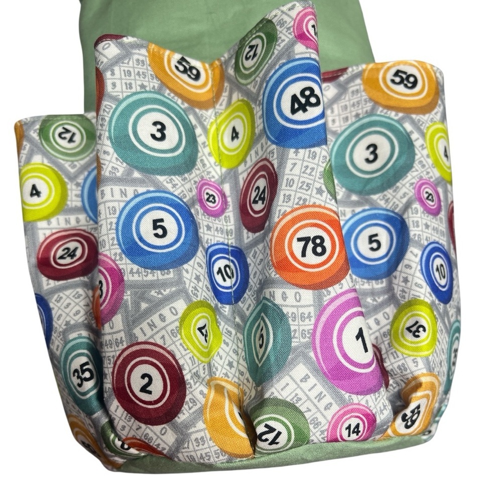 Hand Crafted Bingo Bag Dauber Bag Bingo Lover Handbag Drawstring Tote 10 pockets - Picture 6 of 15